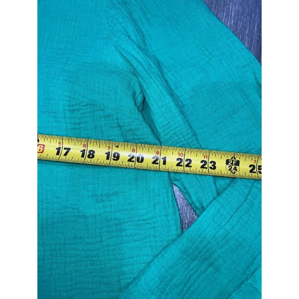 J. Jill Green Papay Cotton Gauze Button Down Y2K Shirt shorts Set M/L A005403 - Picture 7 of 13